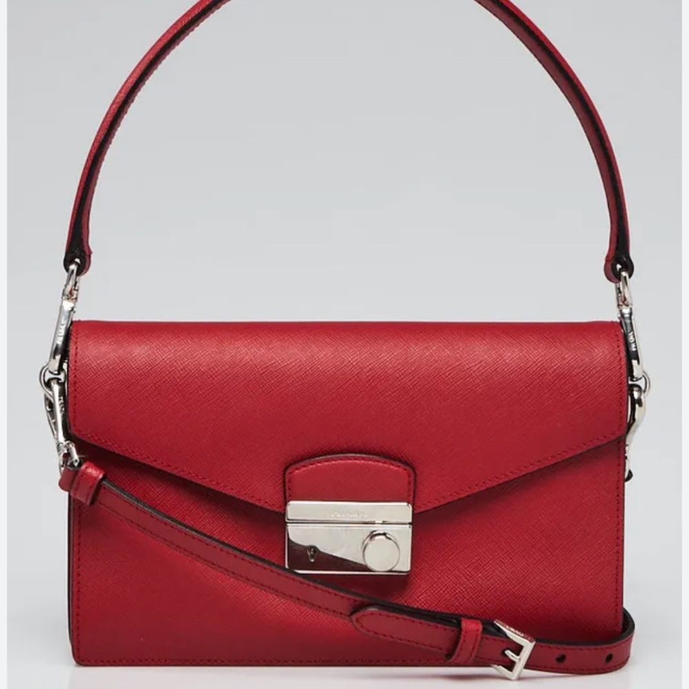 Prada Fuoco Saffiano Lux Leather Crossbody Bag BN0924